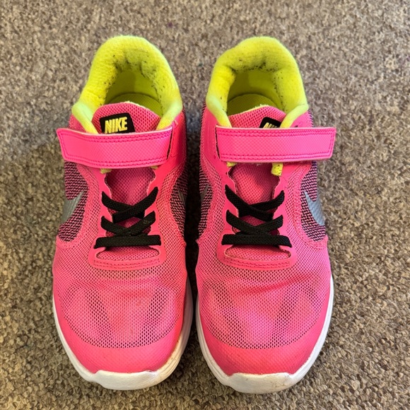 Nike Kids Pink and Yellow Sneakers - Picture 1 of 6